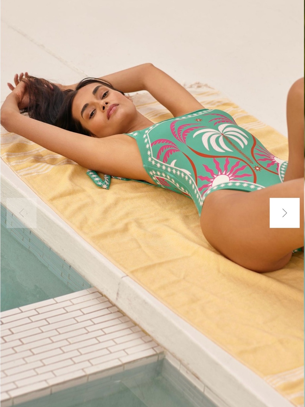 Beach Riot x Anthropologie Shona One Piece Swimsuit Tropical Palm Size L